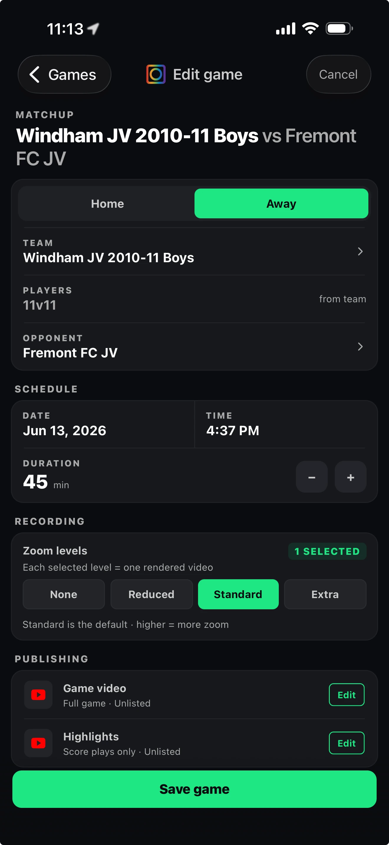 The redesigned new-game screen with custom zoom settings