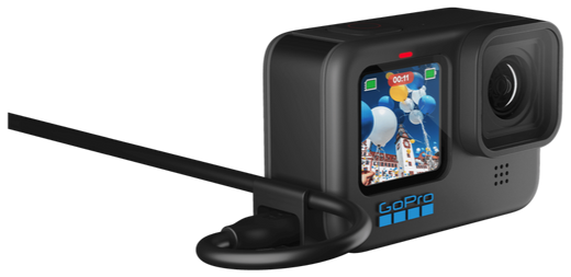GoPro USB pass-through door connected to an external battery