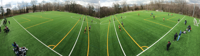 Two GoPros covering each half of the field