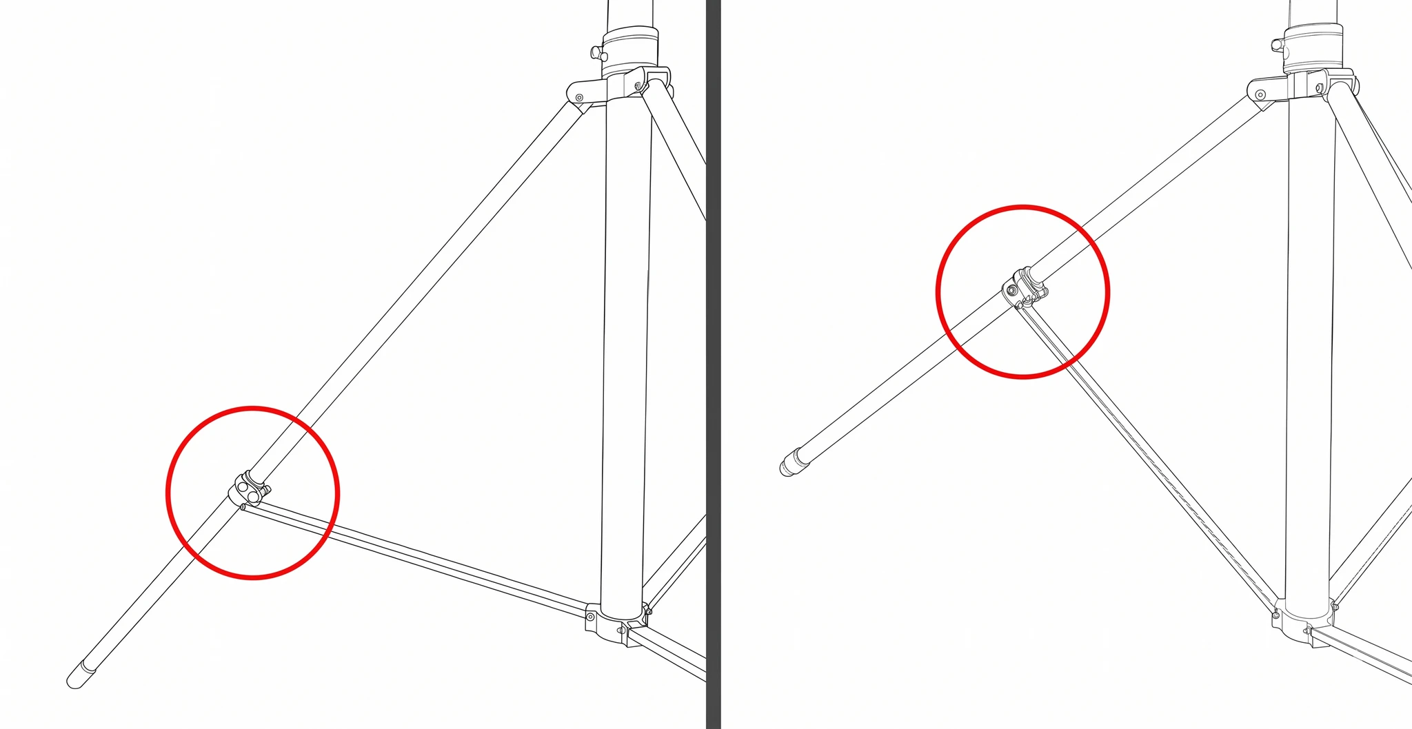 Independent leg-angle adjusters on the SeeUsPlay Tripod